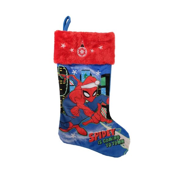 20 inch Hanging Holiday Christmas Stocking - Spider-Man Spidey is Coming to Town - Picture 1 of 4